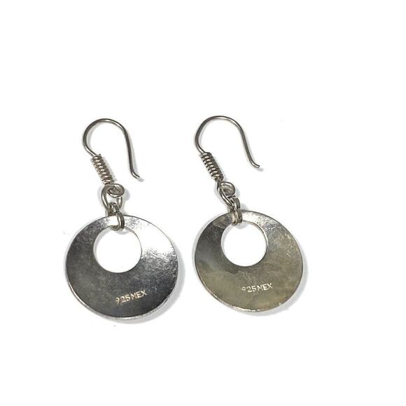 925 Mexico Sterling Silver Edged Earrings Mayan Drops 5.45g - Picture 3 of 7